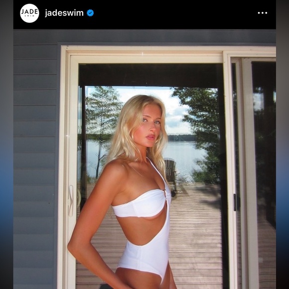 Jade Swim NWT Avery One-Shoulder Asymmetric One Piece Swimsuit White Small - Picture 7 of 9